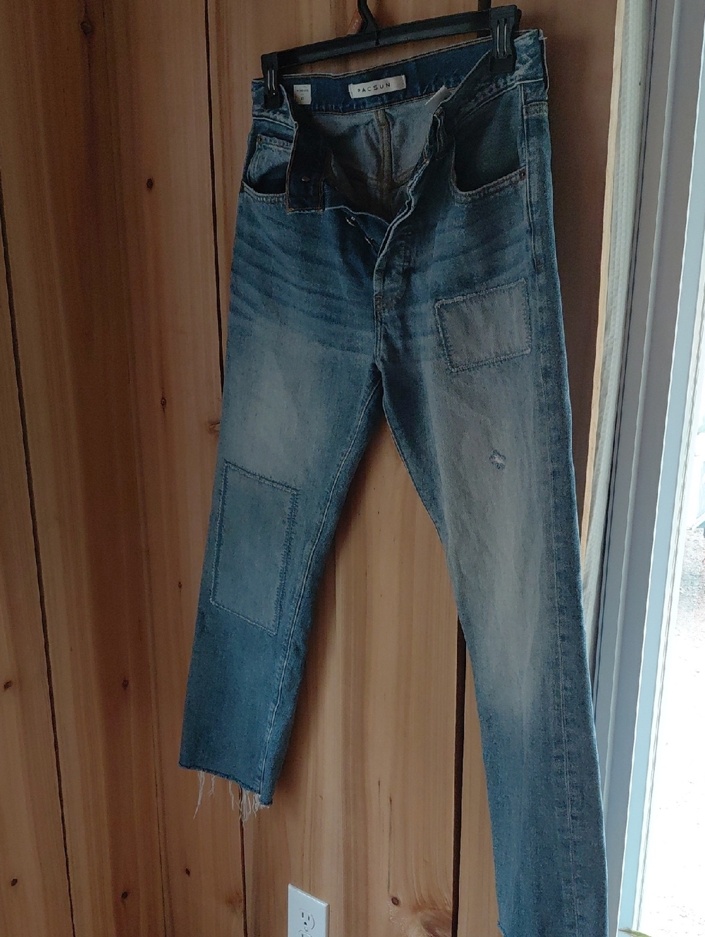 PacSun Men's Blue Patchwork Slim Straight Jeans